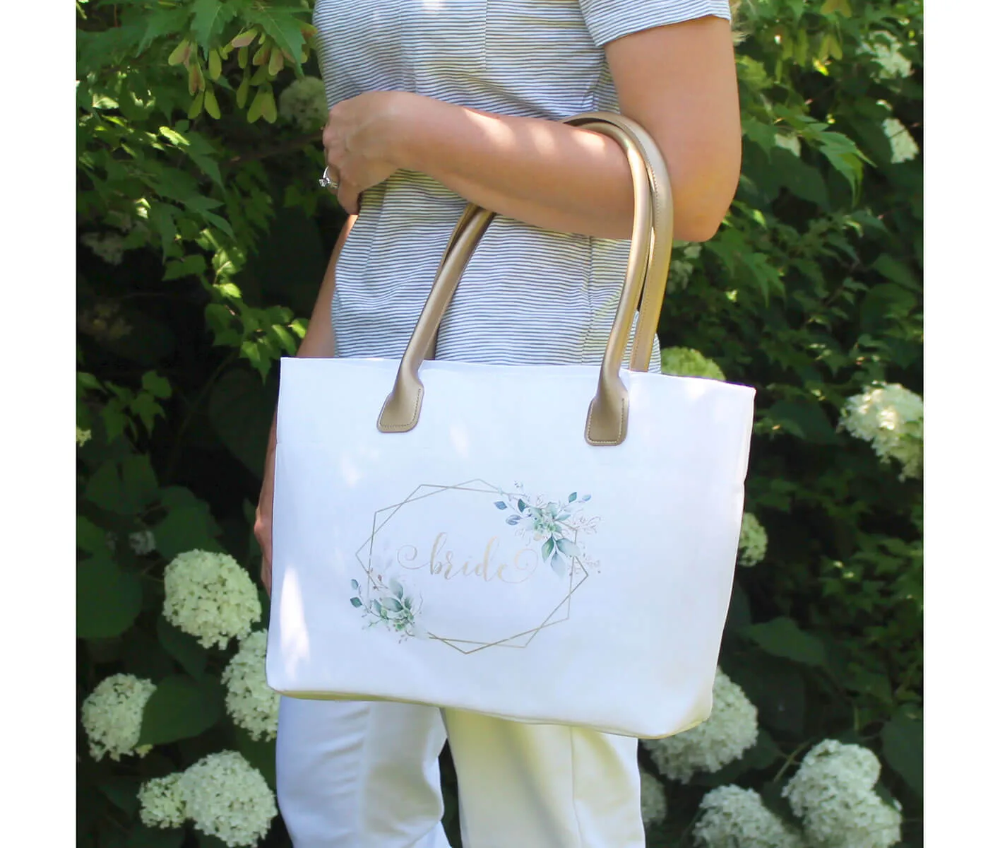 Botanical Watercolor and Gold Geometric Bride Wedding Tote Bag