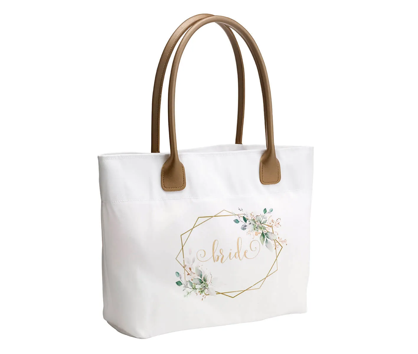 Botanical Watercolor and Gold Geometric Bride Wedding Tote Bag