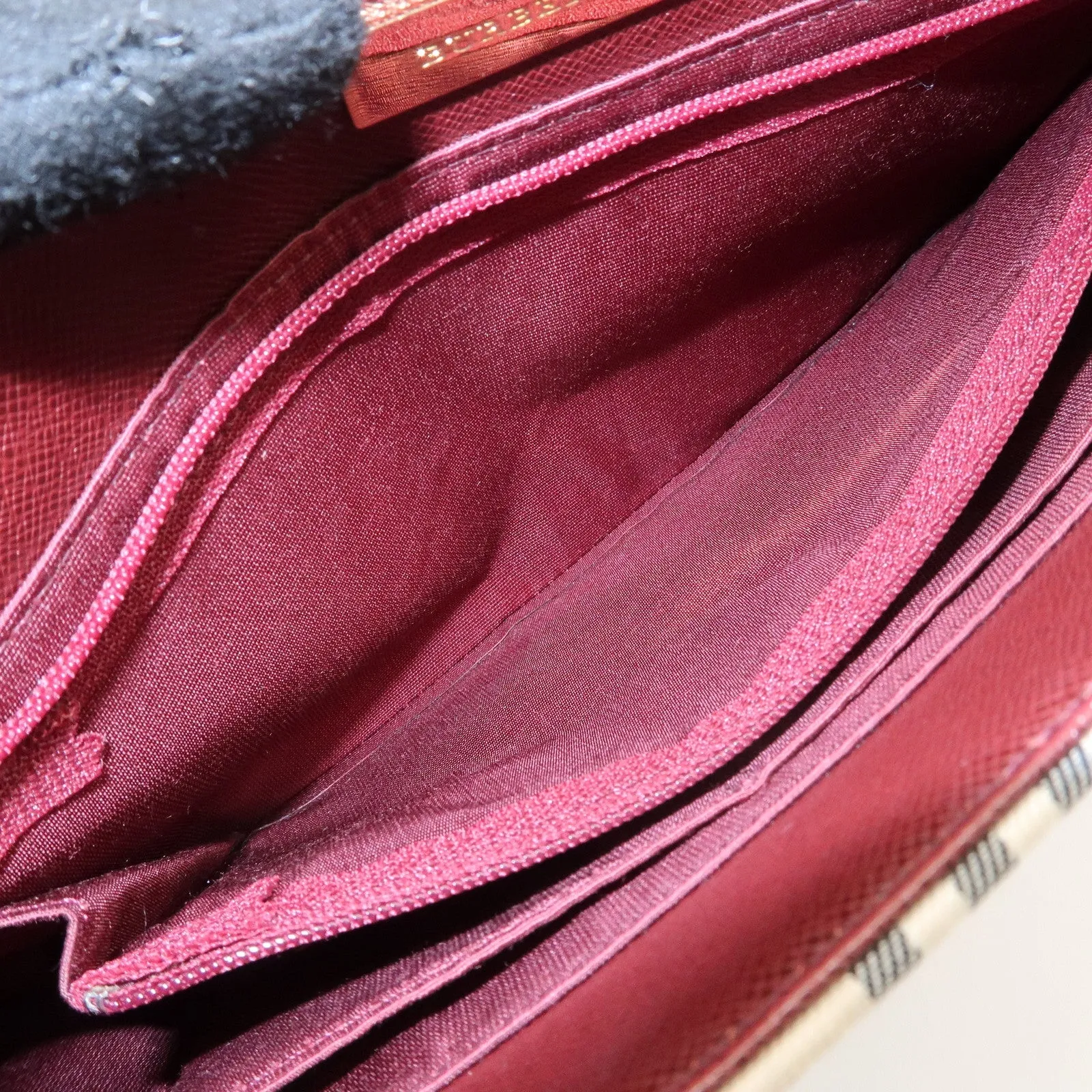 BURBERRY Canvas Leather Nova Plaid Shoulder Bag Hand Bag Bordeaux Used