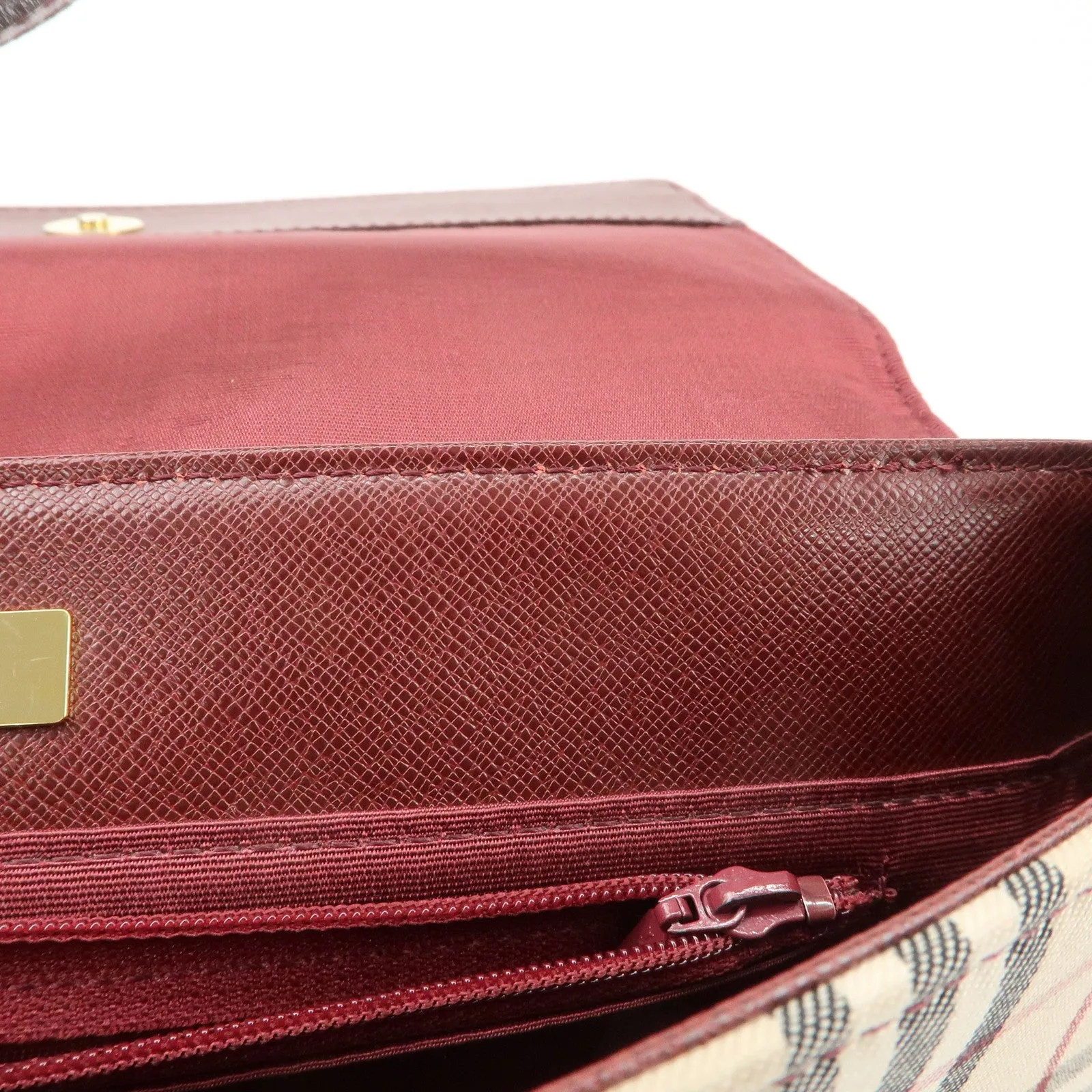 BURBERRY Canvas Leather Nova Plaid Shoulder Bag Hand Bag Bordeaux Used