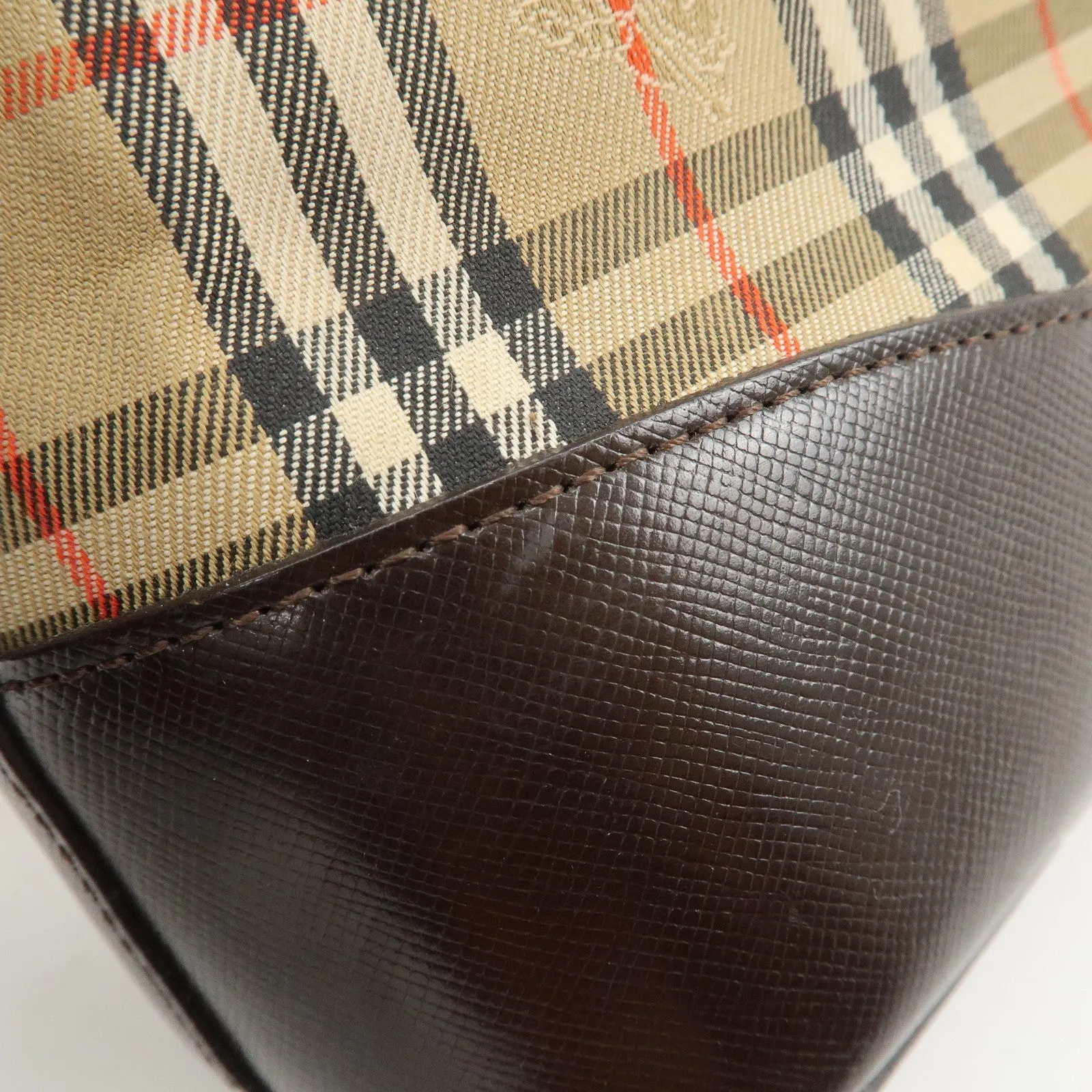 BURBERRY Canvas Leather Nova Plaid Shoulder Bag Hand Bag Used