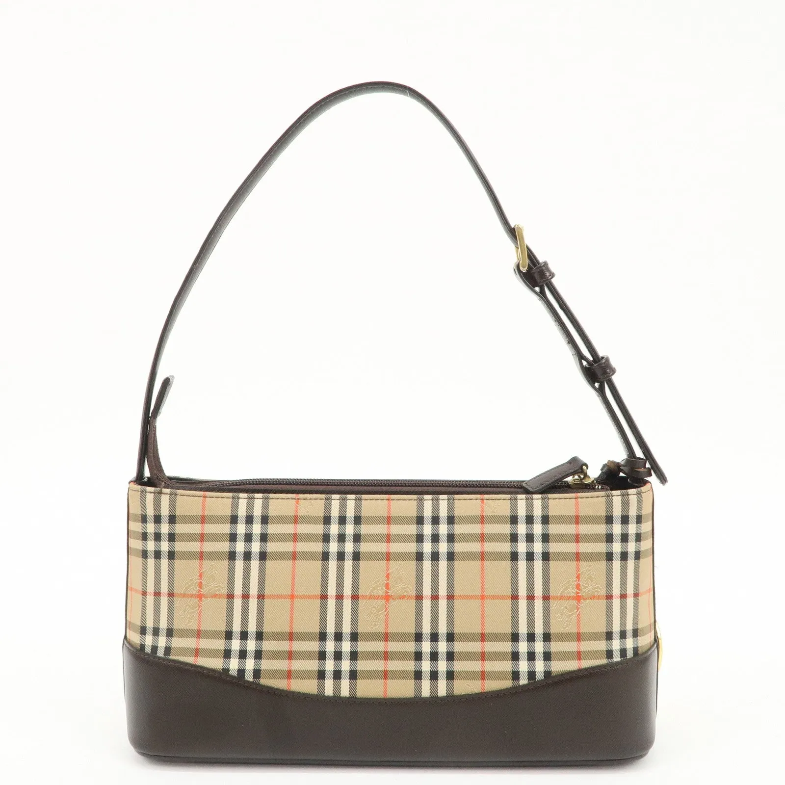 BURBERRY Canvas Leather Nova Plaid Shoulder Bag Hand Bag Used