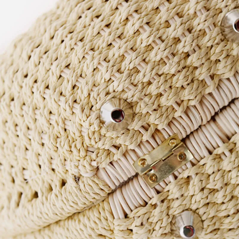 Casual Rattan Round Handbag