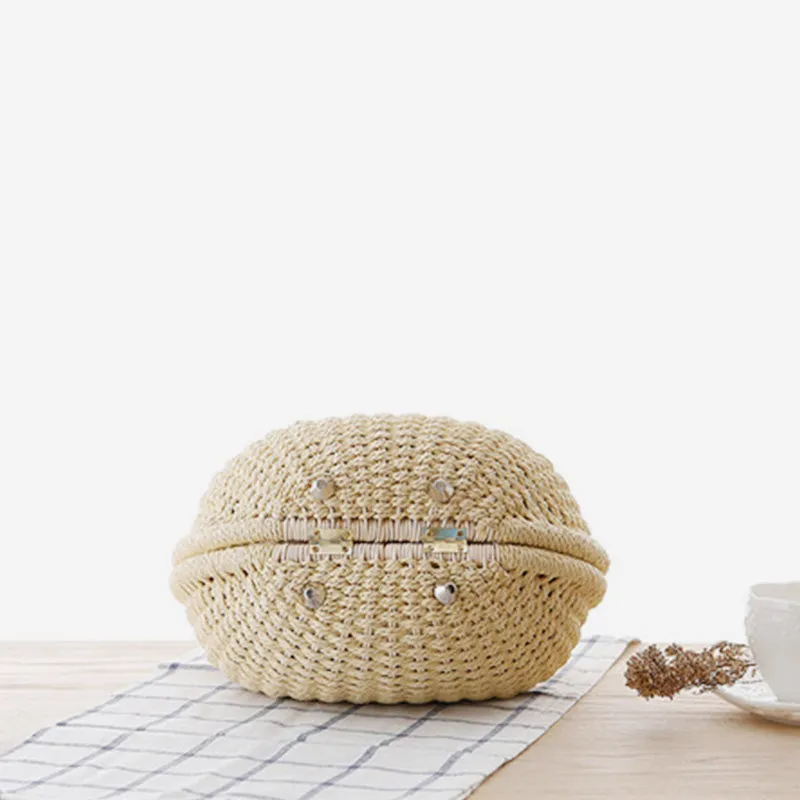 Casual Rattan Round Handbag