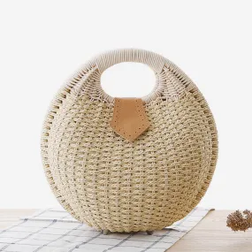 Casual Rattan Round Handbag