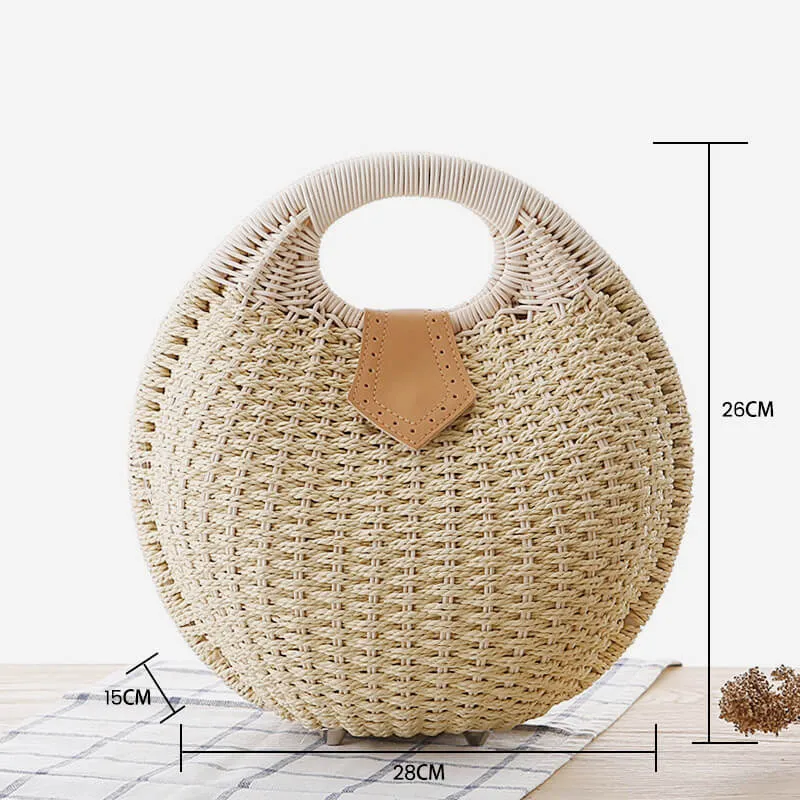 Casual Rattan Round Handbag
