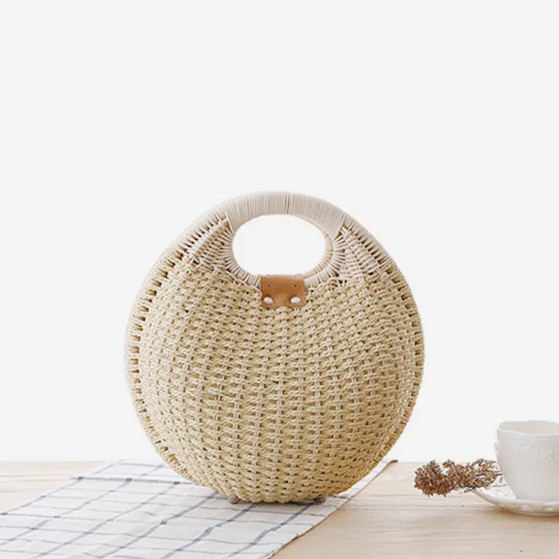 Casual Rattan Round Handbag
