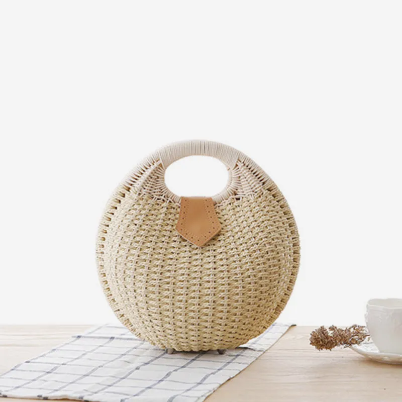 Casual Rattan Round Handbag