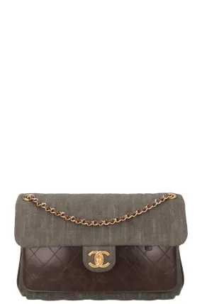 CHANEL 2016 Single Flap Large Green Brown