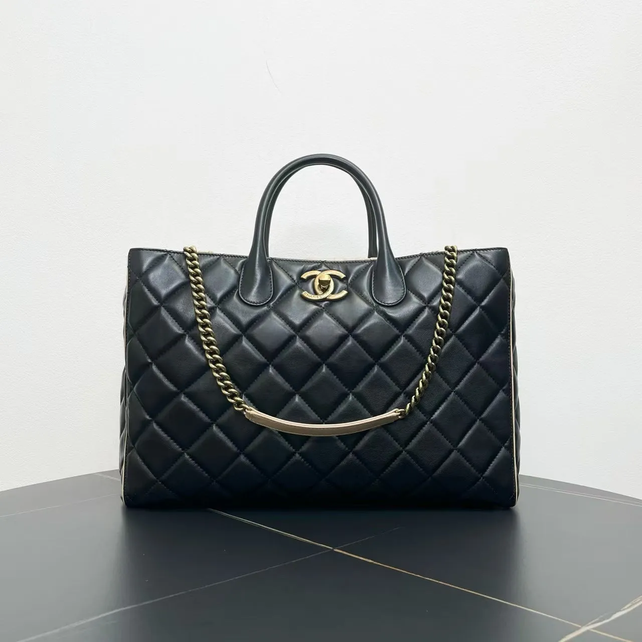 Chanel Black Leather Tote Bag