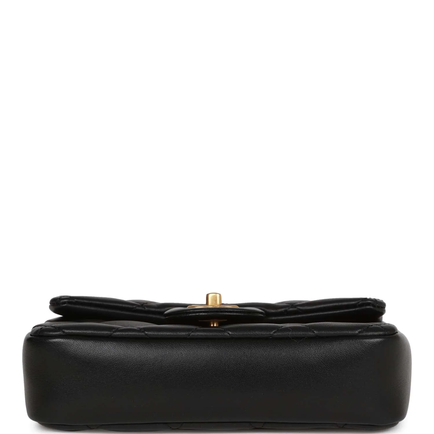 Chanel Mini Rectangular Heart Flap Bag Black Lambskin Aged Gold Hardware