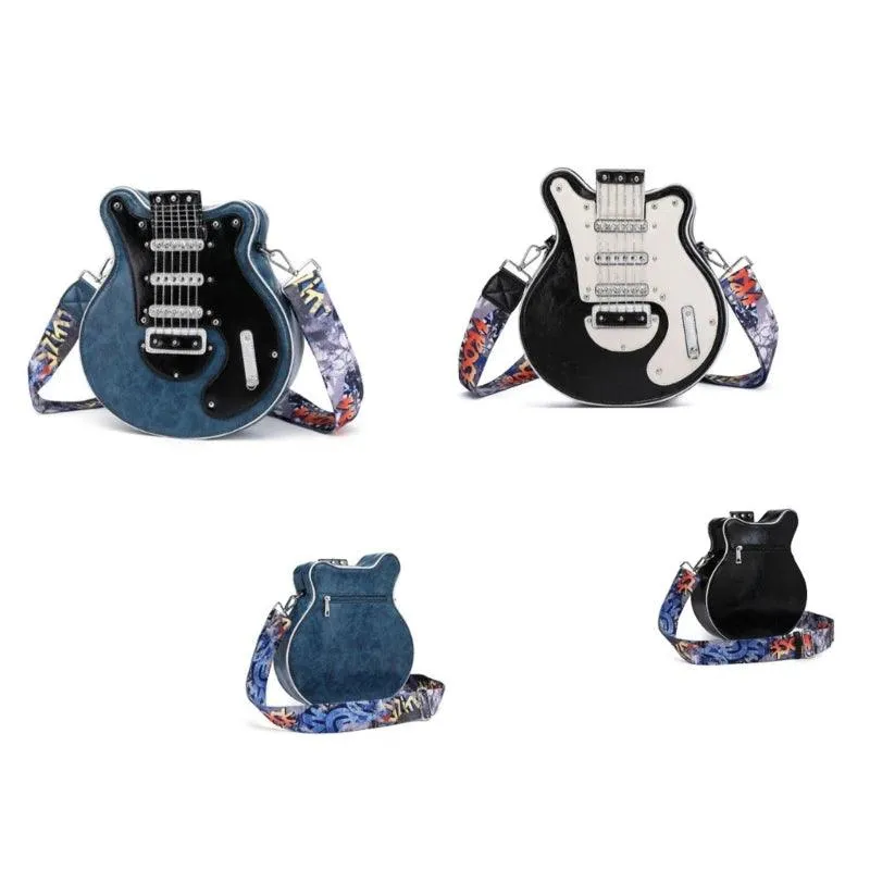 Chic Guitar-Shaped Shoulder Bag - Stylish PU Leather Crossbody for Women & Girls with Adjustable Strap