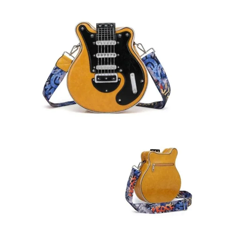 Chic Guitar-Shaped Shoulder Bag - Stylish PU Leather Crossbody for Women & Girls with Adjustable Strap