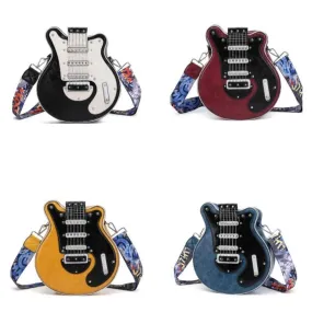 Chic Guitar-Shaped Shoulder Bag - Stylish PU Leather Crossbody for Women & Girls with Adjustable Strap