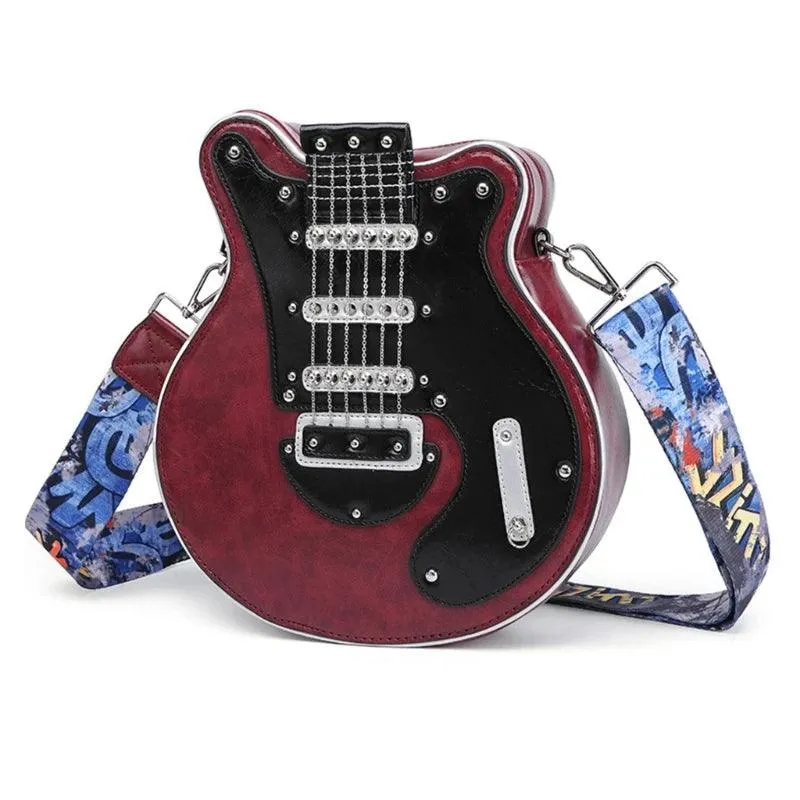 Chic Guitar-Shaped Shoulder Bag - Stylish PU Leather Crossbody for Women & Girls with Adjustable Strap