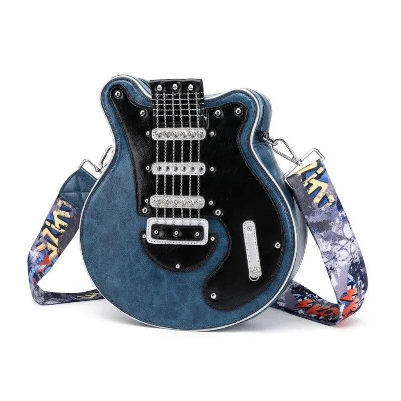Chic Guitar-Shaped Shoulder Bag - Stylish PU Leather Crossbody for Women & Girls with Adjustable Strap