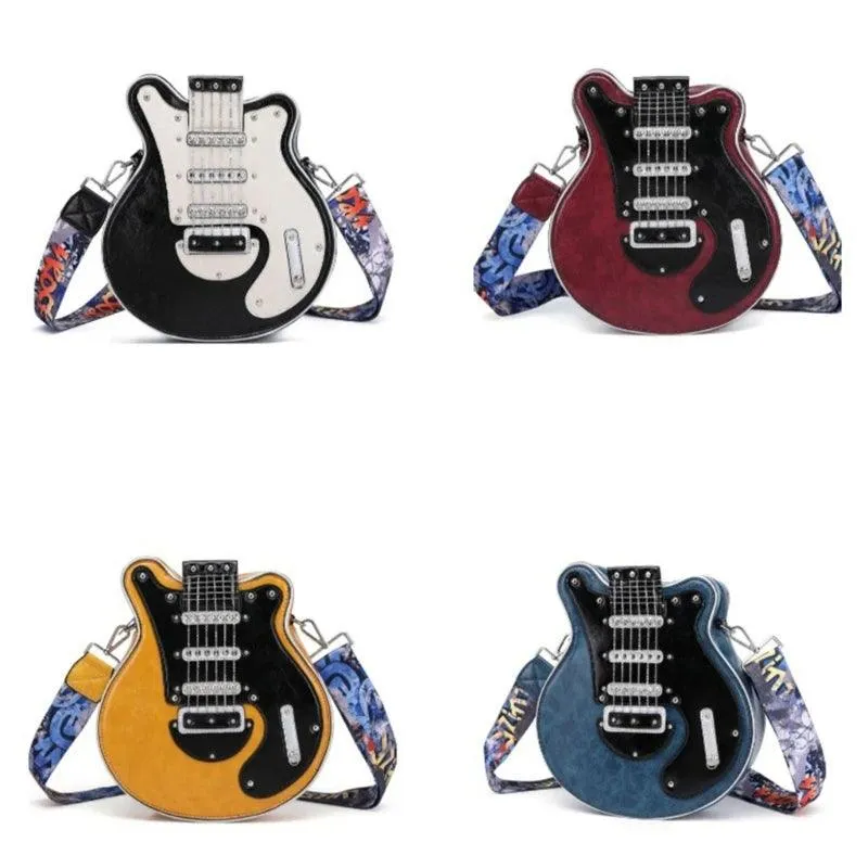 Chic Guitar-Shaped Shoulder Bag - Stylish PU Leather Crossbody for Women & Girls with Adjustable Strap