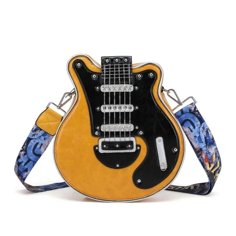 Chic Guitar-Shaped Shoulder Bag - Stylish PU Leather Crossbody for Women & Girls with Adjustable Strap