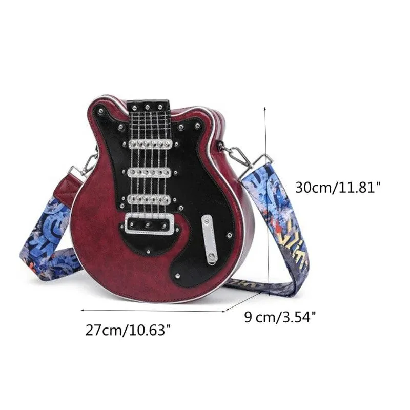 Chic Guitar-Shaped Shoulder Bag - Stylish PU Leather Crossbody for Women & Girls with Adjustable Strap