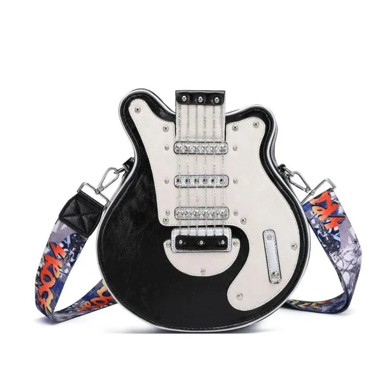 Chic Guitar-Shaped Shoulder Bag - Stylish PU Leather Crossbody for Women & Girls with Adjustable Strap