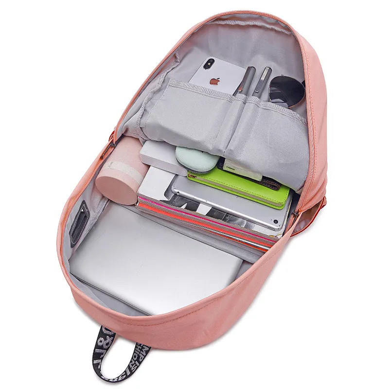 Chic School Backpack for Girls Waterproof Bookbag with USB Charging Port Pink/Black