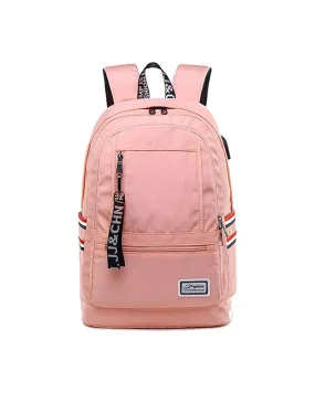 Chic School Backpack for Girls Waterproof Bookbag with USB Charging Port Pink/Black