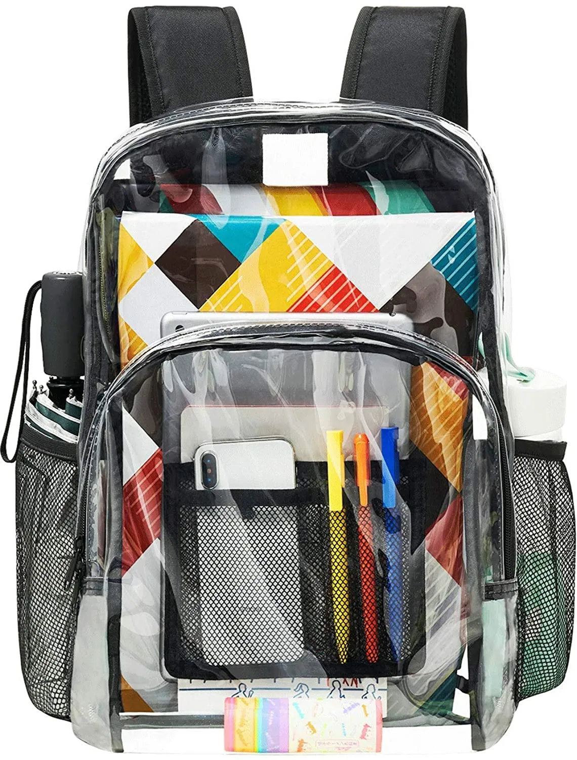 Classic Designs Black Durable Heavy Duty Clear Backpack