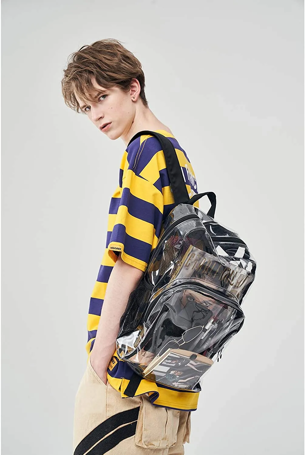 Classic Designs Black Durable Heavy Duty Clear Backpack