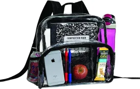 Clear Backpack Security Approved - Reinforced Straps & Front Accessory Pocket 12" x 5" x 12"