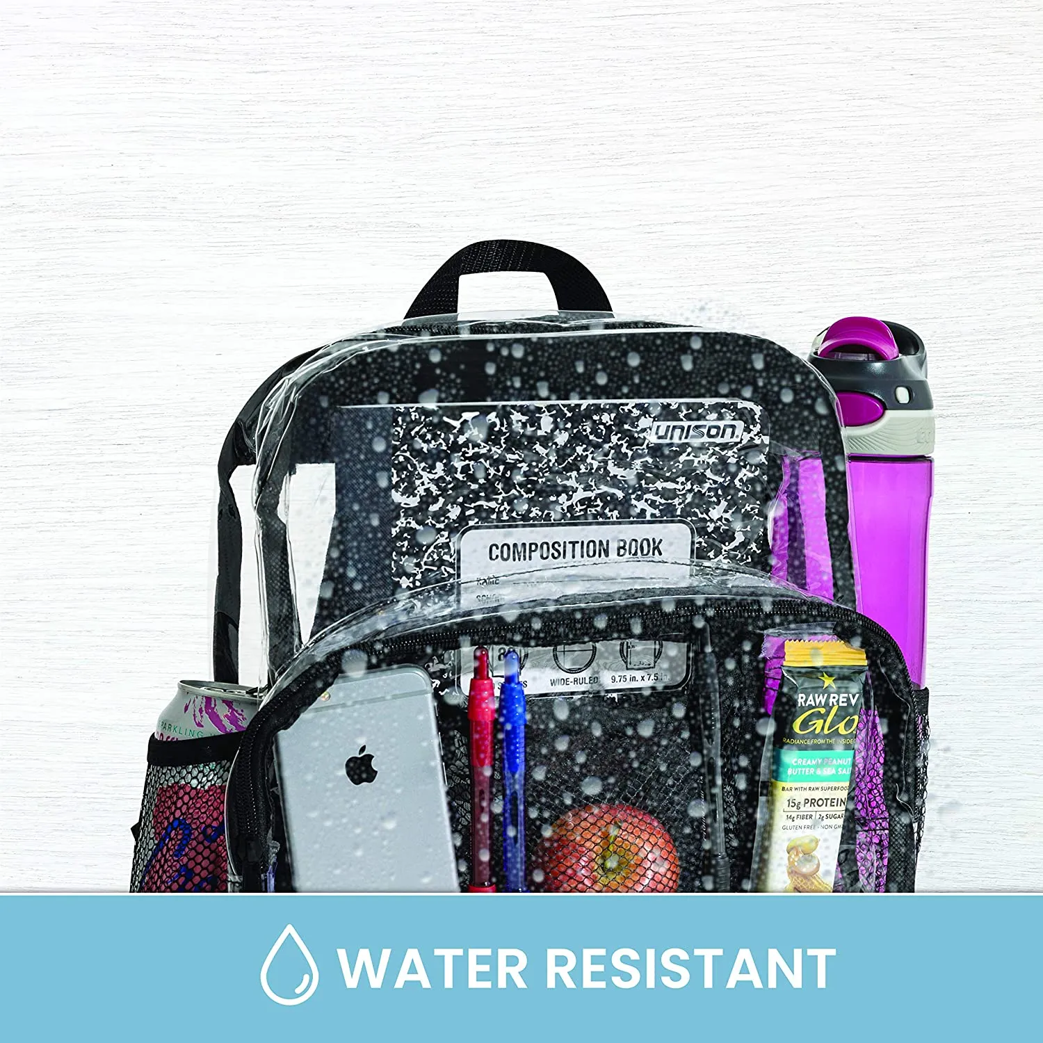 Clear Backpack Security Approved - Reinforced Straps & Front Accessory Pocket 12" x 5" x 12"