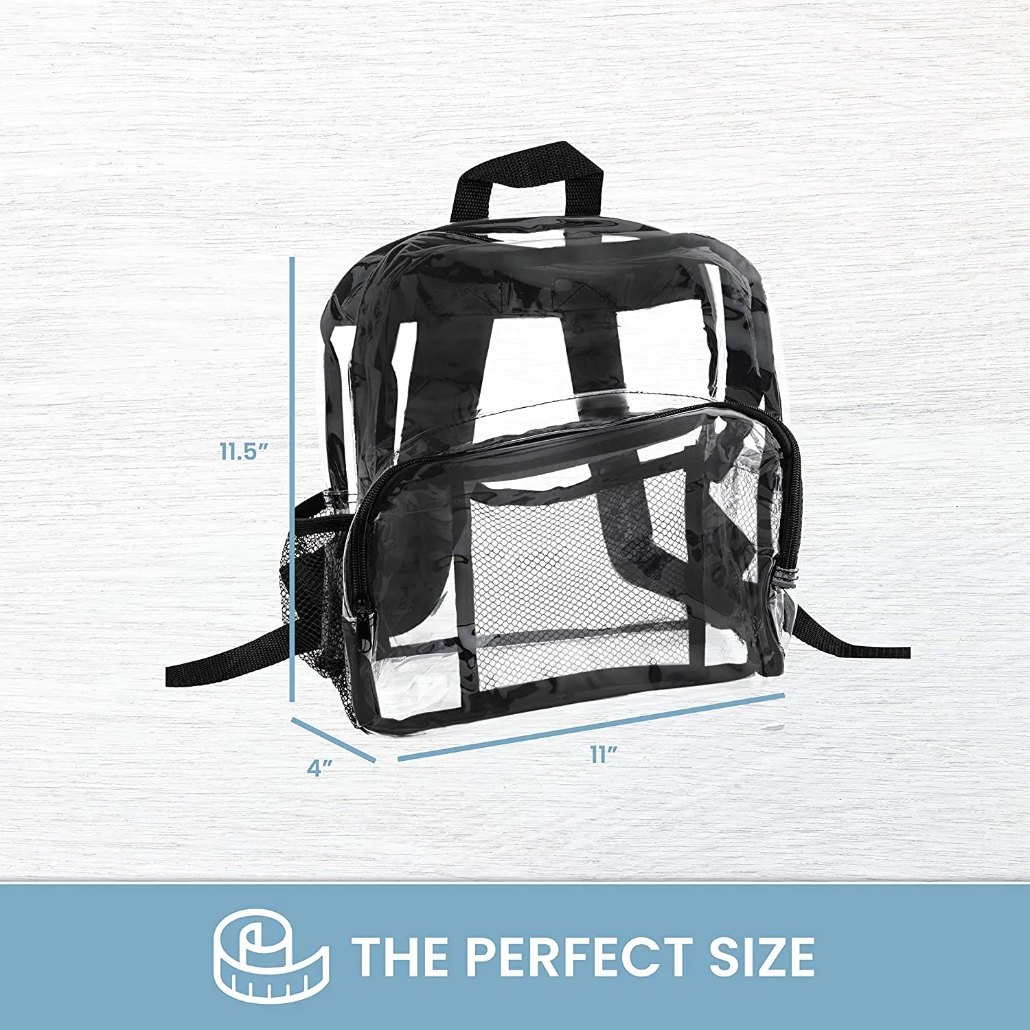Clear Backpack Security Approved - Reinforced Straps & Front Accessory Pocket 12" x 5" x 12"