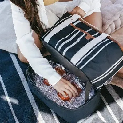CleverMade Premium Soft Sided Malibu 9qt Cooler Tote - Navy Striped