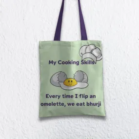Cooking Skills Omlette to Bhurji Tote bag with Zipper Light Green
