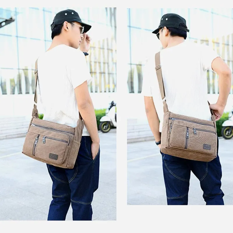 Crossbody Bag For Men Vintage Outdoor Canvas Business Shoulder Bag