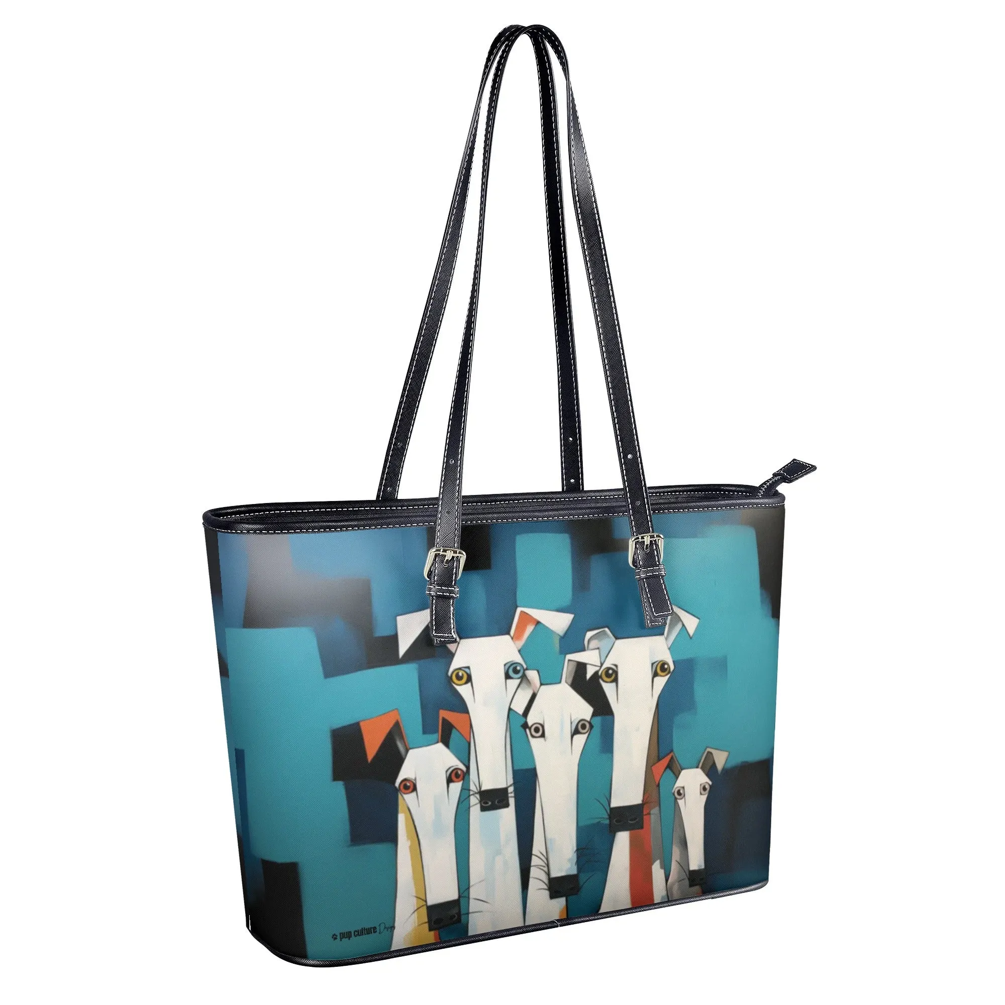 Elegant White Dog Art Durable Zipper Handbag