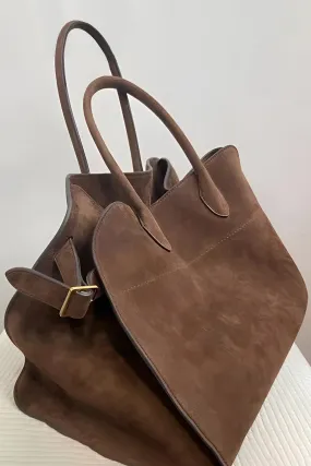 Faux Suede Tote Bag – Brown and Black