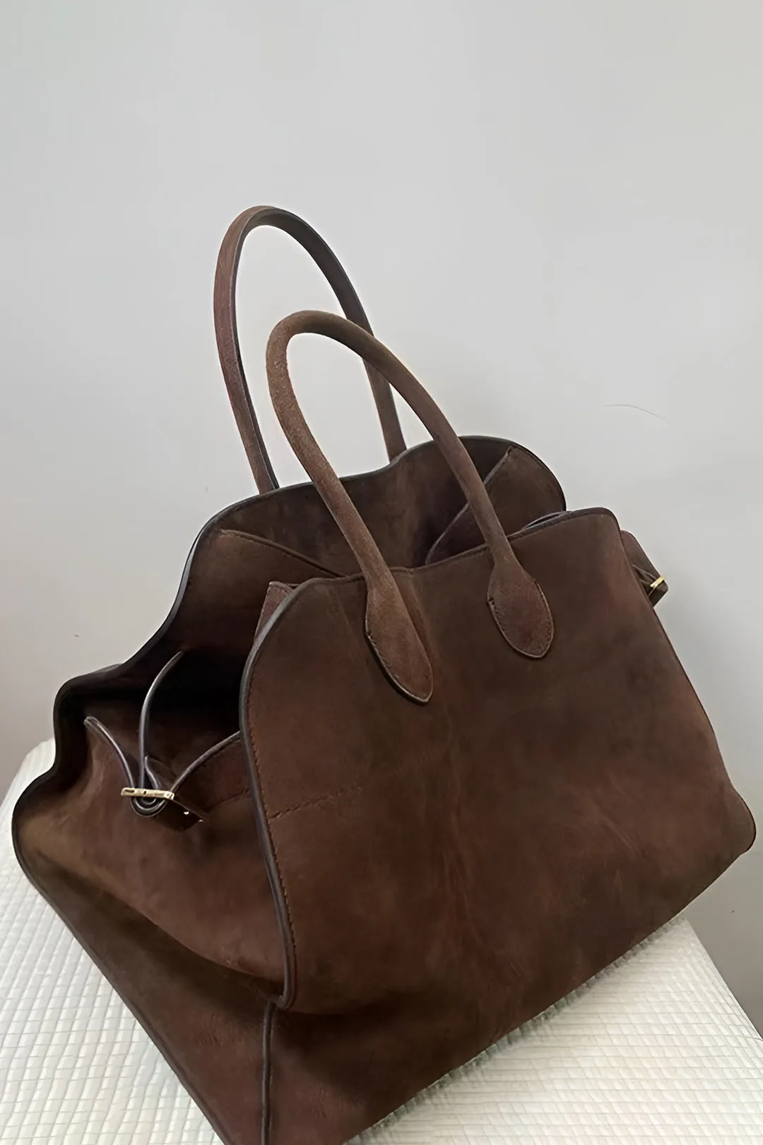 Faux Suede Tote Bag – Brown and Black