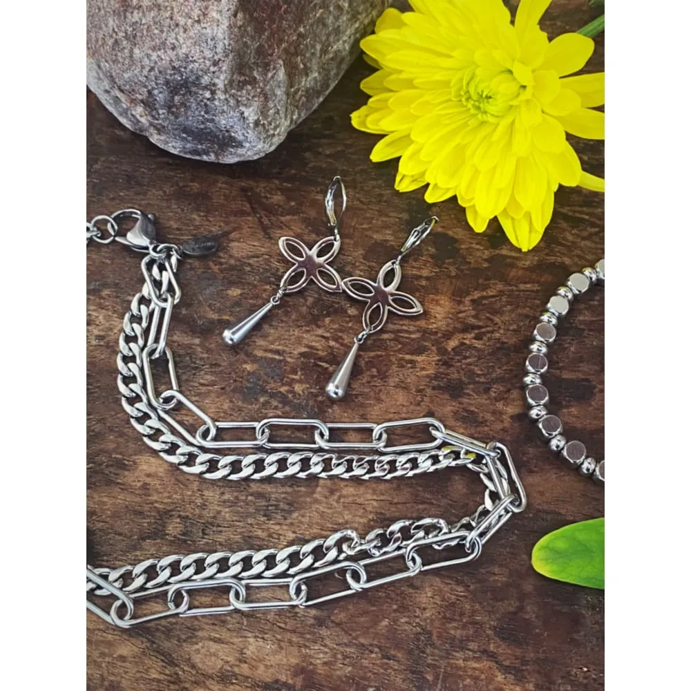 FLOWER TEARDROP EARRINGS