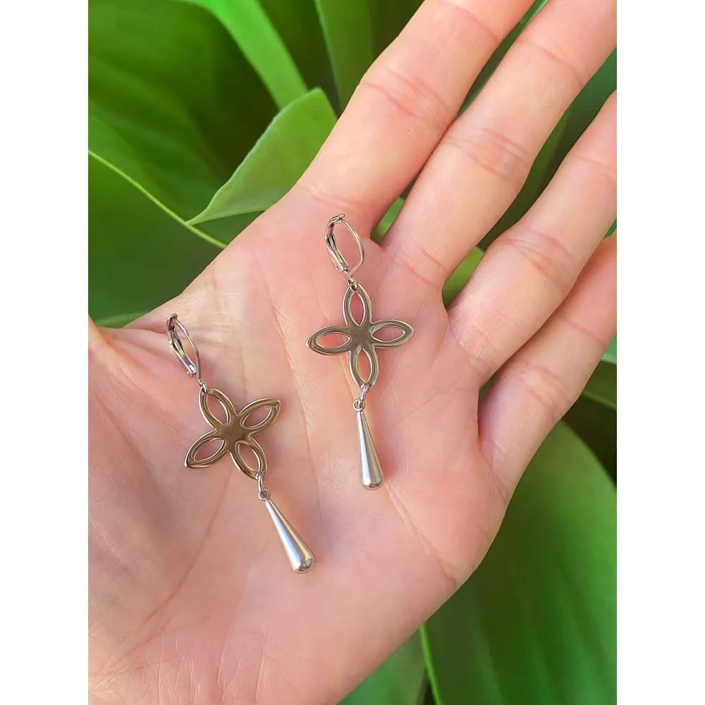 FLOWER TEARDROP EARRINGS