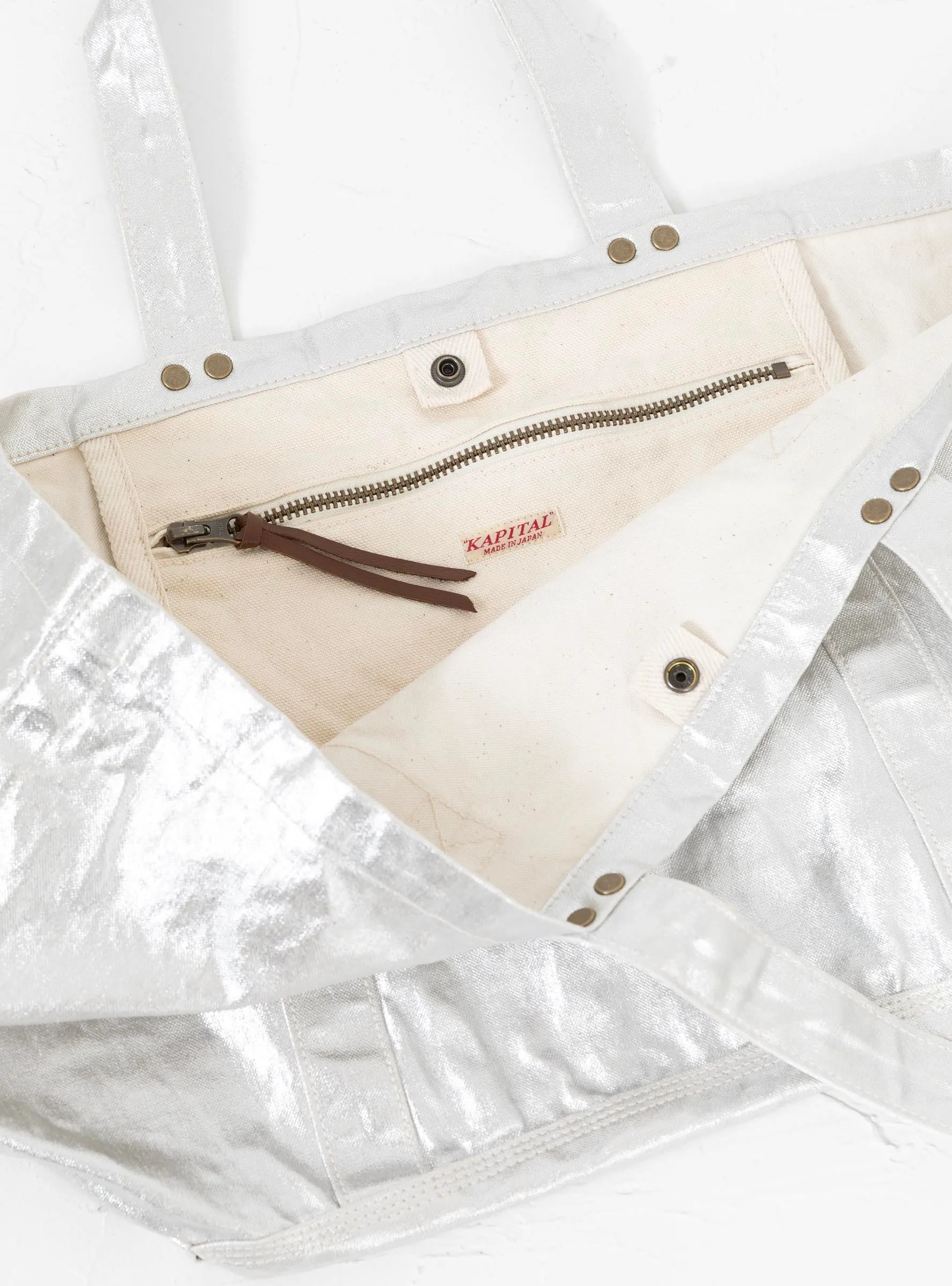 Foiled Canvas Tote Bag (L) Silver