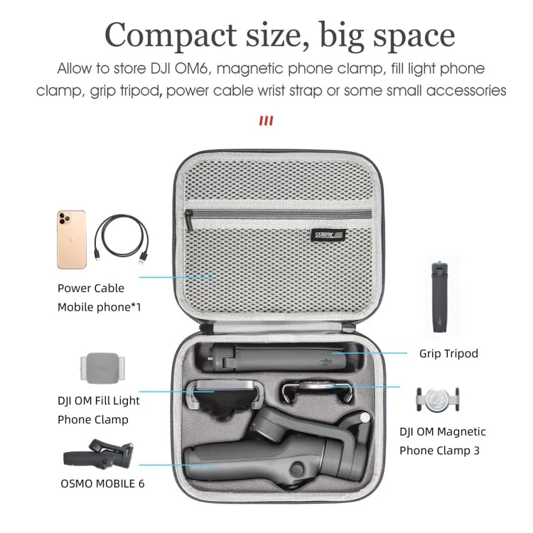 For DJI Osmo Mobile 6 STARTRC Portable Shockproof Waterproof PU Case Bag