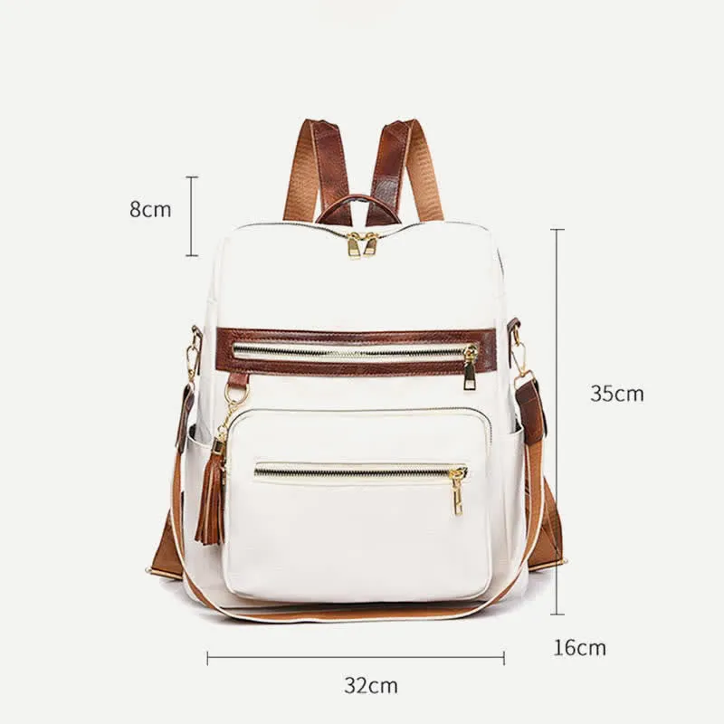 Functional Small Leather Backpack Shoulder Bag Daypack for Women Girls