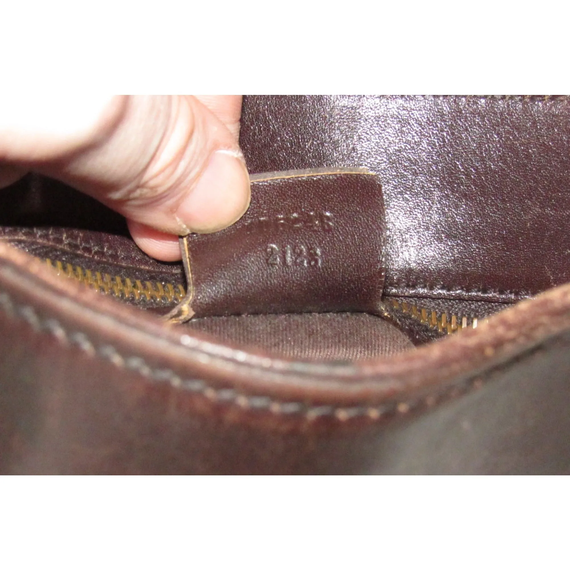 Gucci brown Guccissima print canvas & leather strappy cylindrical tote with brass accents