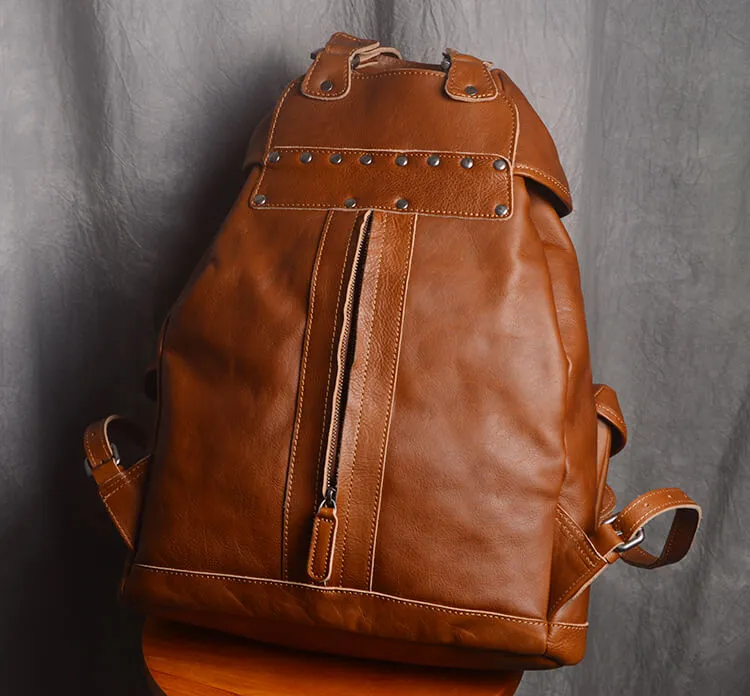 Handmade Vegetable Tanned Leather Travel Backpack, School Backpack GJ9010