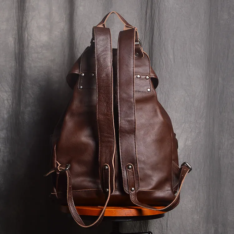 Handmade Vegetable Tanned Leather Travel Backpack, School Backpack GJ9010