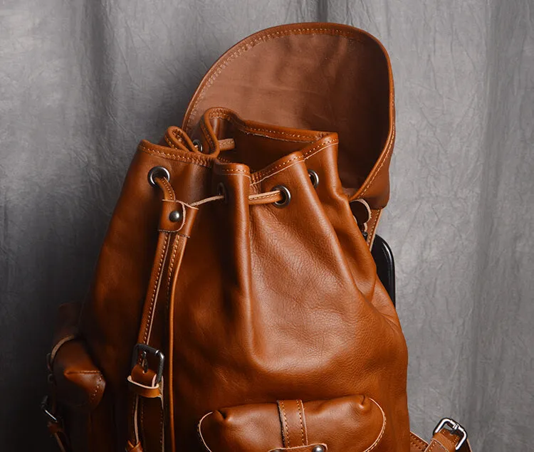 Handmade Vegetable Tanned Leather Travel Backpack, School Backpack GJ9010