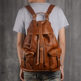Handmade Vegetable Tanned Leather Travel Backpack, School Backpack GJ9010
