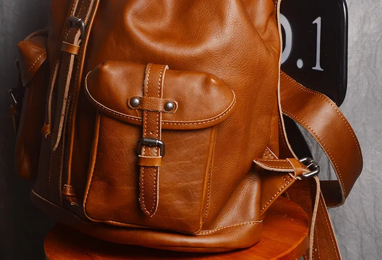 Handmade Vegetable Tanned Leather Travel Backpack, School Backpack GJ9010