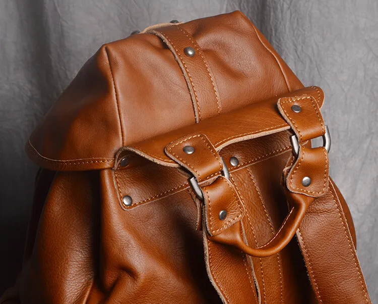 Handmade Vegetable Tanned Leather Travel Backpack, School Backpack GJ9010