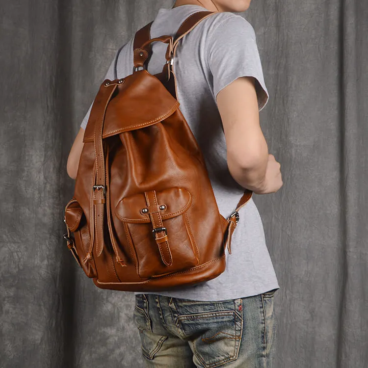 Handmade Vegetable Tanned Leather Travel Backpack, School Backpack GJ9010